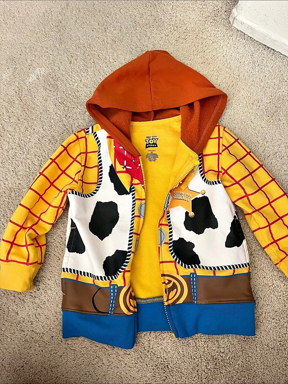 Disney Pixar Toy Story Boys Size 6T Hoodie Jacket Yellow Brown Like New